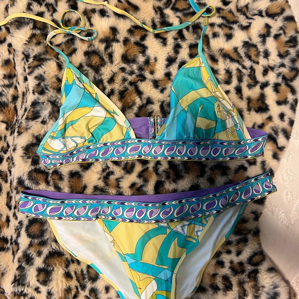 Emilio Pucci Yellow, Teal & Purple Girls' Printed Two-Piece Swim Set